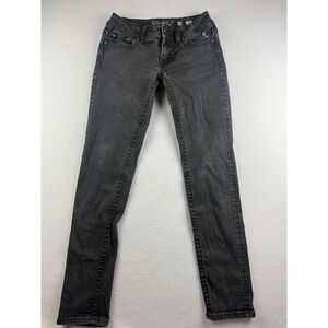 Miss Me Womens JS4095S29 Faded Black Skinny Jeans Fleur De Lis Flap Pocket 29